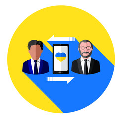 Leader connecting with mobile for peace