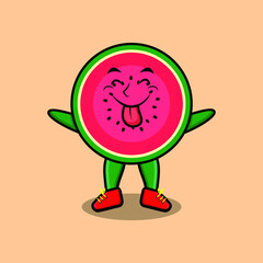 Cute cartoon watermelon character with flashy expression in cute style
