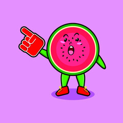 Cute Cartoon Watermelon with foam finger glove in modern design 