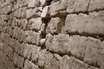 texture of old wall built of stone blocks. historical load.
