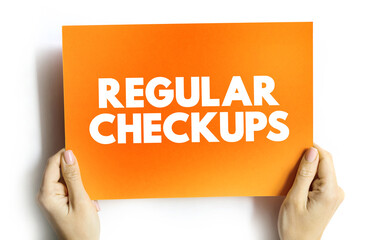 Regular checkups text quote on card, health concept background