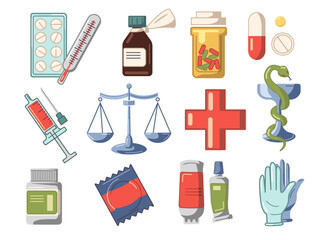 Hospital and medical set line icons in flat design with elements for web site design and mobile apps. Collection modern infographic logo and symbol. Hospital and medical vector line pictogram