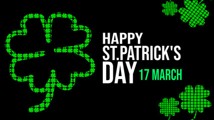 Naklejka premium Happy st. patrick's day banner, Festive design for print, poster, flyer, party invitation, icon, badge...