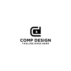 CD, DC letter digital computer logo design