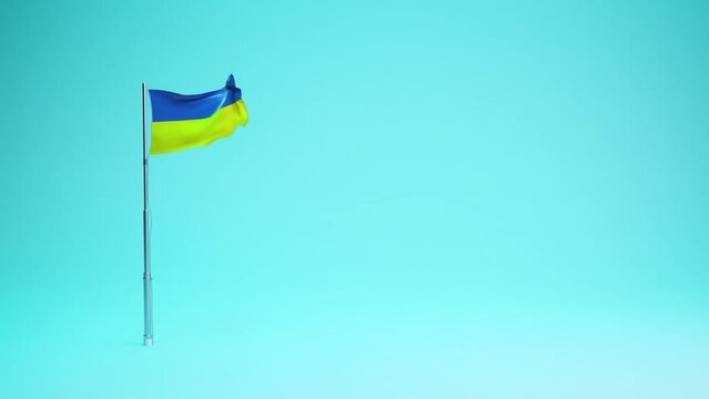 Ukrainian flag waving on a flagpole