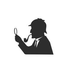 detective with magnifying glass vector illustration