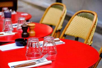 French restaurant - red tables - 492276643