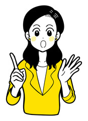 解説・説明をするスーツの女性のイラスト素材