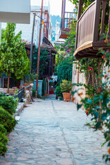 Traditional houses in the streets of Kalkan, Turkish Mediterranean style