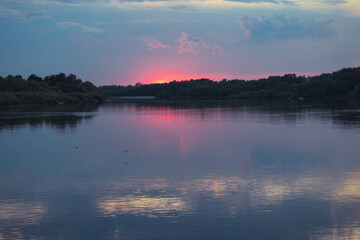 sunset over the lake