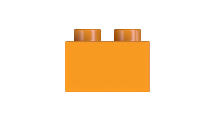 8K Ultra HD Side View of an Orange Plastic blocks Toy Brick Isolated on a White Background. Children Building Block. High Quality 3D Rendering with a Work Path, 7680x4320