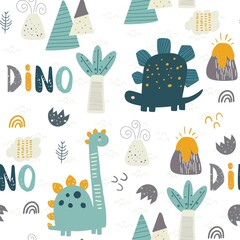 Fototapety  cute pattern design with dinosaurs