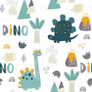 cute pattern design with dinosaurs