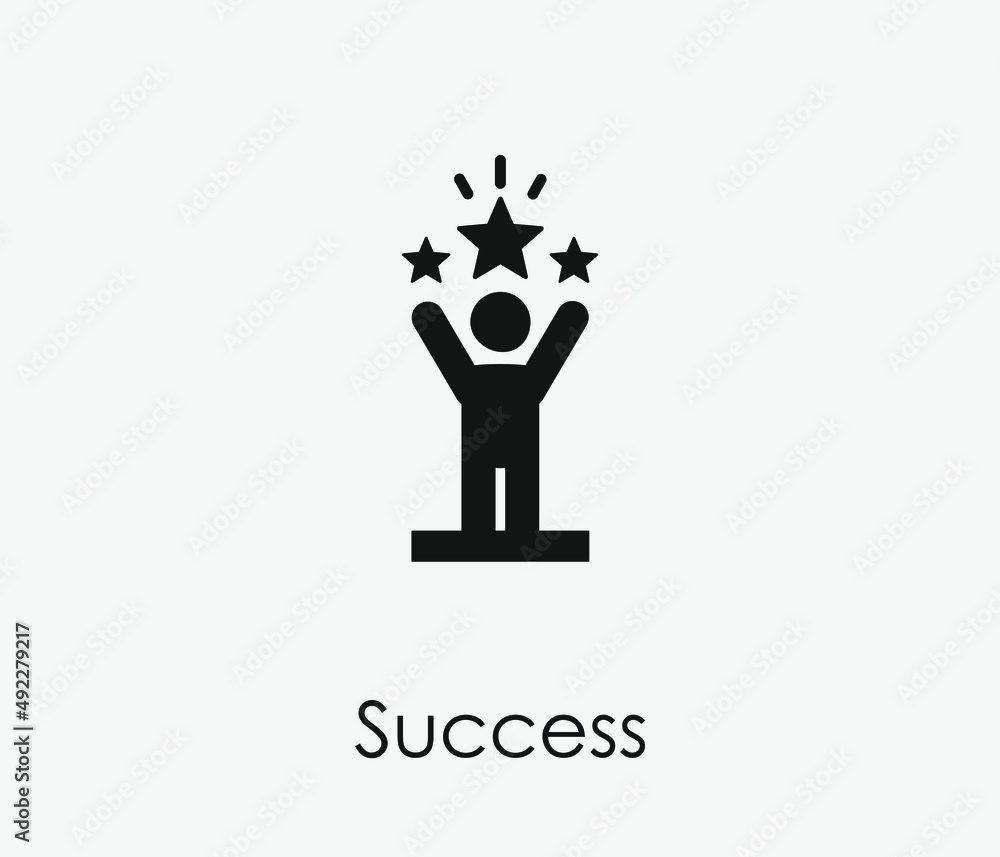 Poster success vector icon. editable stroke. symbol in line art style for design, presentation, website or 