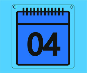 day 4. calendar vector design and illustration in blue. Drawing isolated white background