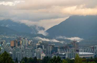 Vancouver city view at sunset time