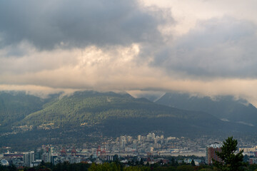 Vancouver city view at sunset time