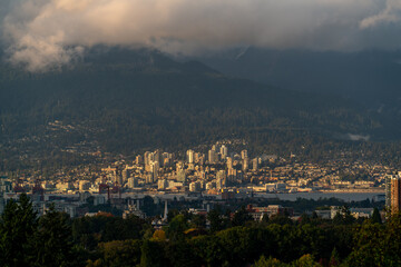 Vancouver city view at sunset time