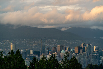 Vancouver city view at sunset time