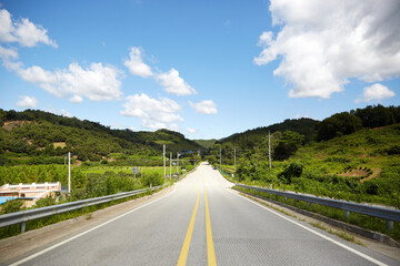Downhill road in Gongju-si, South Korea.