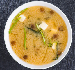 cream soup with salmon in a deep plate