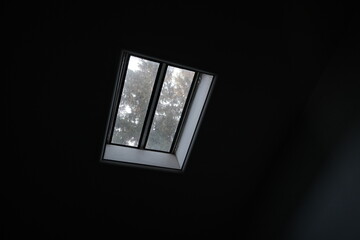 Ancient style window at roof at old ottoman house, Viewing outside of building.