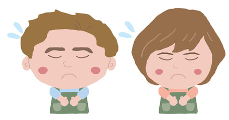 男女　エプロン　店員　イラスト素材