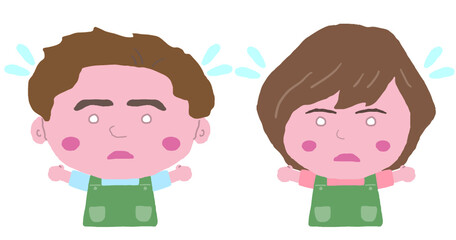 男女　エプロン　店員　イラスト素材