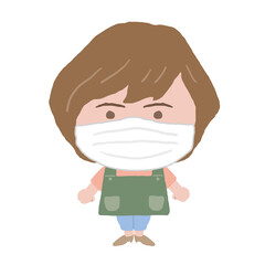 女性　エプロン　店員　イラスト素材