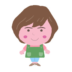 女性　エプロン　店員　イラスト素材