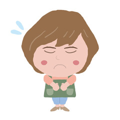 女性　エプロン　店員　イラスト素材