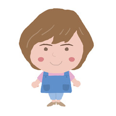 エプロン姿をした女性店員　イラスト素材