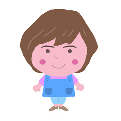 エプロン姿をした女性店員　イラスト素材