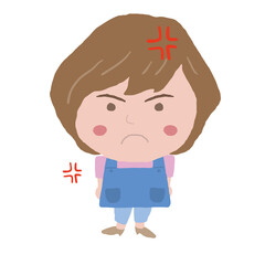 エプロン姿をした女性店員　イラスト素材