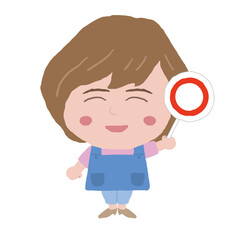 エプロン姿をした女性店員　イラスト素材