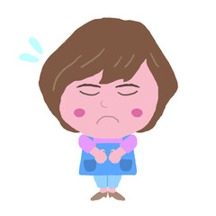 エプロン姿をした女性店員　イラスト素材