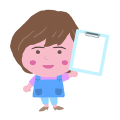 エプロン姿をした女性店員　イラスト素材