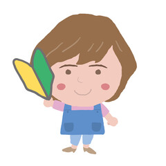 エプロン姿をした女性店員　イラスト素材