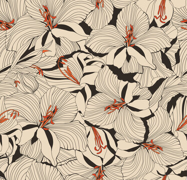 Gucci  Luxury  Seamless Flowers  Pattern , Floral Pattern , Gucci  Fabric Floral  Background , Line Artwork 