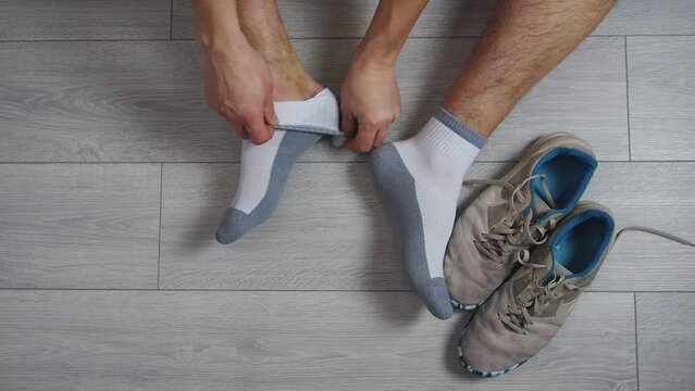 Ankle injury with dislocation and sprains. Fracture or Leg sprain injury of young sports man. 