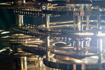 Abstract background with mechanical gears of a clock
