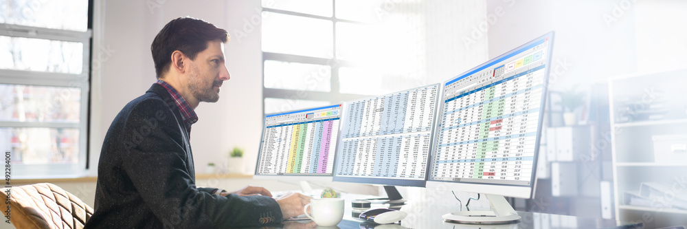 Poster Data Analyst Man Using Spreadsheet