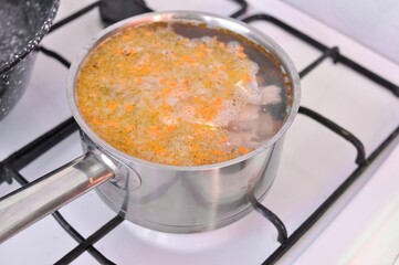 cooking in a kitchen