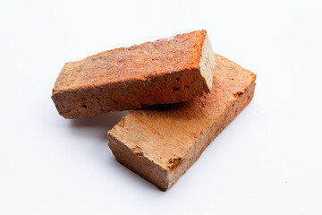 Red bricks isolated on white background