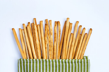 Bread sticks on white background