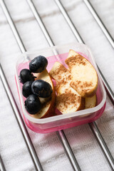 Blueberries and apple in cinnamon, dessert in a box