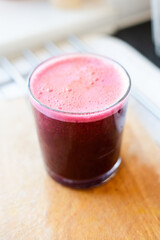 Red berries smoothie, healthy diet, vegan, vegetarian, glass