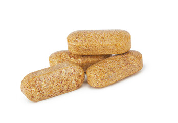 Pills vitamins on white