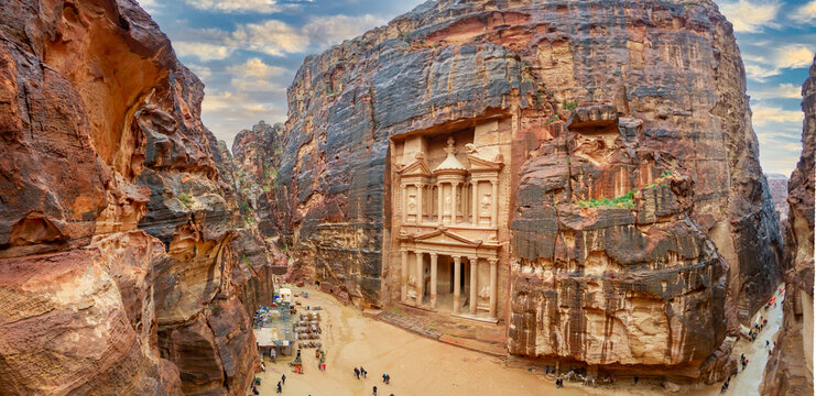 Tourists visiting Petra Jordan 25 February 2020