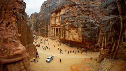 Tourists visiting Petra Jordan 25 February 2020